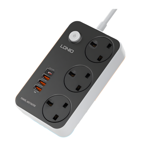 LDNIO Power Strip with 3 Sockets and 3 18W USB Ports with 1 PD 20W Port