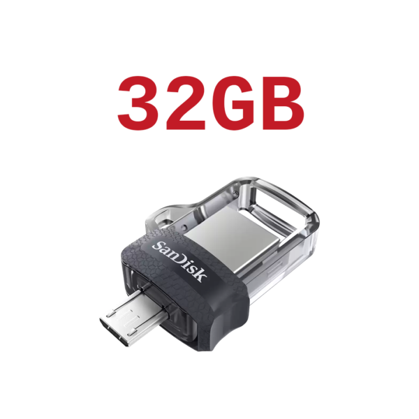 Sandisk Micro USB Flash Drive 32GB فلاش درايف SanDisk بمنفذين Micro USB و USB بسعة 32 جيجابايت