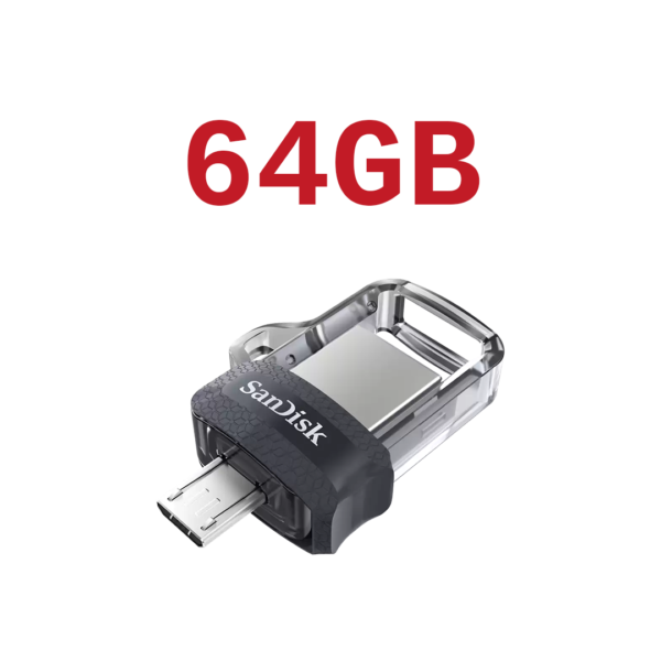 فلاش درايف SanDisk بمنفذين Micro USB و USB بسعة 64 جيجابايت