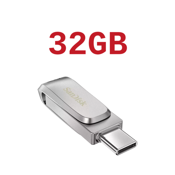 Sandisk USB-C Metal Flash Drive 32GB فلاش درايف حديد SanDisk بمنفذين USB-C و USB بسعة 32 جيجابايت