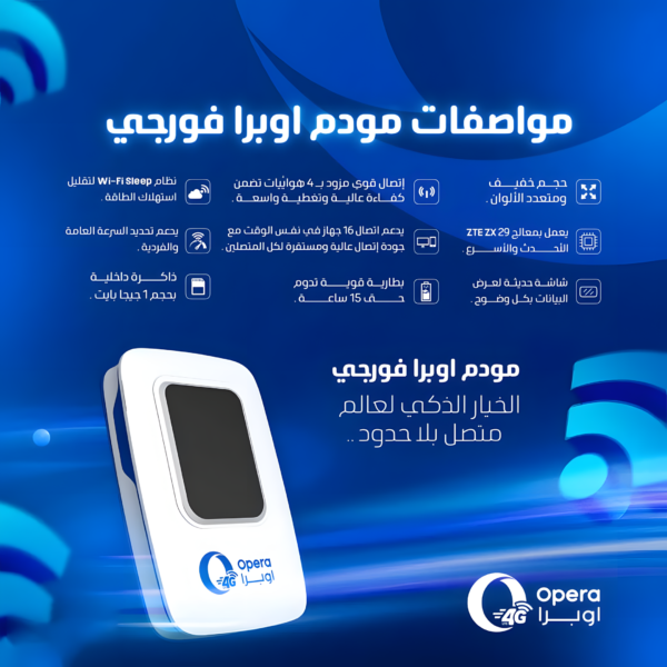 مودم اوبرا فورجي المتنقل + باقة 15 جيجا مجانًا